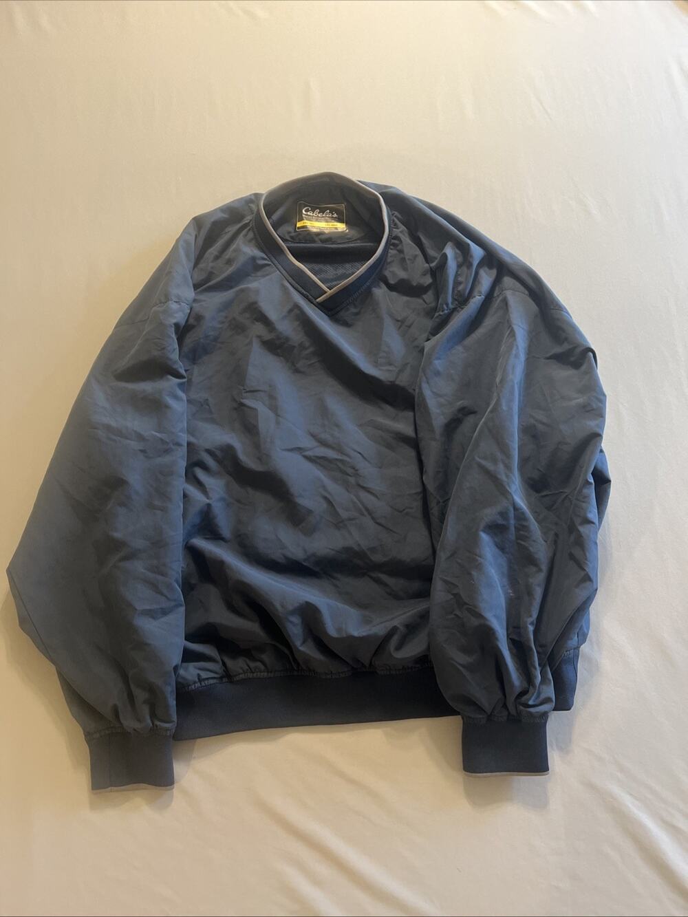 Cabelas Mens 2XL XXL Polyester Long Sleeve V Neck Black Pullover Wind Rain Golf